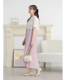 earth music&ecology ＳＥＴ２点　オーガンジー刺繍＋プリーツワンピース