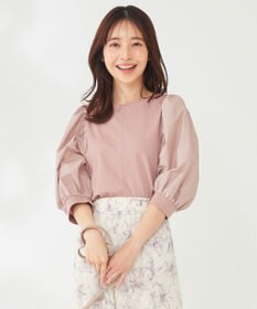 ANY SIS パフスリーブ異素材コンビ プルオーバー