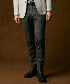 JOSEPH ABBOUD 【ウエストも伸びる!オーガニックコットン使用】ムリネへリンボンストレッチ パンツ グレー系