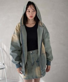 WEGO ヴィンテージウォッシュBIGフードブルゾン