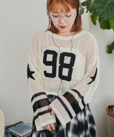 WEGO ナンバリングメッシュショートニット