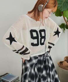 WEGO ナンバリングメッシュショートニット