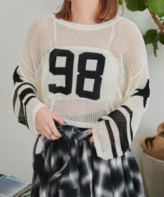 WEGO ナンバリングメッシュショートニット