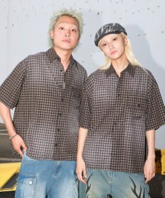 WEGO 【ユニセックス着用ITEM】ブリーチチェックロゴシャツ（SS）