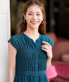 ANY SIS フロントボタンシャーリング ワンピース