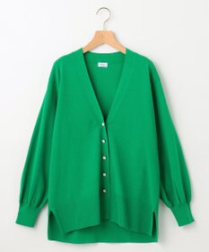 組曲 【ビジューボタン・アンサンブル対応】ハイゲージ ロングVネックカーディガン
