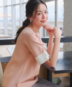 Tiaclasse L 【洗える】配色カフスニットトップス