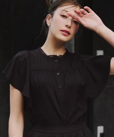 Tiaclasse L 【洗える】フレアスリーブレースブラウス