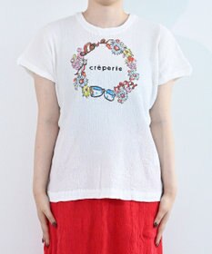 crêprie tsumori chisato creperie HAND PRINT T-Shirt FLOWER クレプリ フラワーリースプリント ドルマンTシャツ