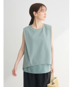 Green Parks 異素材レイヤードノースリーブブラウス