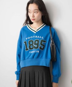 WEGO Vネックラインリブショートスウェット