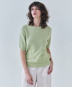 BEIGE， 【洗える】FENNEL / コットンスパンコール半袖ニット