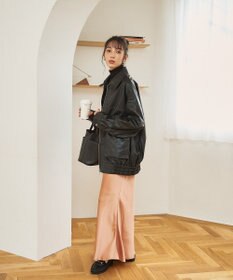 WEGO ヴィンテージライクFレザーブルゾン