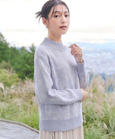 Tiaclasse L 【洗える】フラワージャガードニットトップス