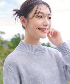 Tiaclasse L 【洗える】フラワージャガードニットトップス