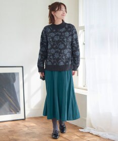 Tiaclasse L 【洗える】フラワージャガードニットトップス