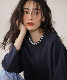 自由区 S 【洗える】パールディティールプルオーバー ニット