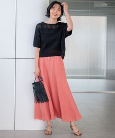 23区 L 【洗える】LIBECOリネン フレアスカート