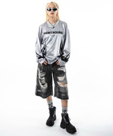 WEGO 【ユニセックス着用ITEM】ファイヤーパターンゲームロゴT（長袖）