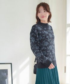 Tiaclasse L 【洗える】フラワージャガードニットトップス