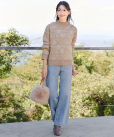 Tiaclasse L 【洗える】フラワージャガードニットトップス