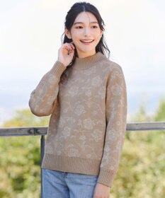 Tiaclasse L 【洗える】フラワージャガードニットトップス