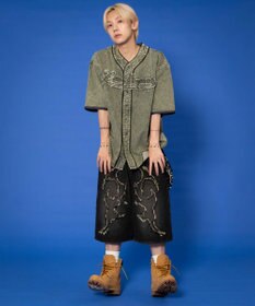 WEGO 【ユニセックス着用ITEM】ベースボールデニムグラフィックシャツ（SS）