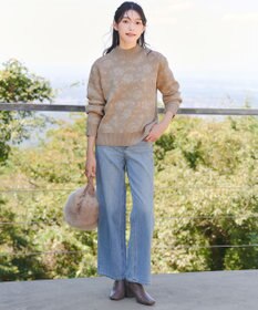 Tiaclasse L 【洗える】フラワージャガードニットトップス