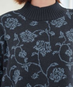 Tiaclasse L 【洗える】フラワージャガードニットトップス