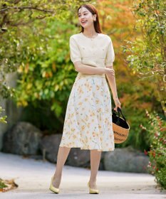 Tiaclasse 【洗える】鹿の子柄ニットショートカーディガン