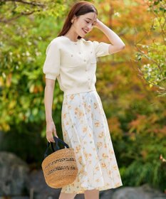 Tiaclasse 【洗える】鹿の子柄ニットショートカーディガン