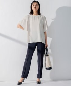 23区 【洗える】バックサテンアムンゼン ネックステッチ ブラウス