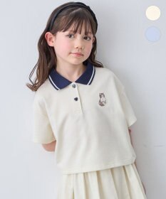 ANY KIDS 【洗濯機可能/吸汗速乾】ドライタッチ ショート丈ポロシャツ エクリュ
