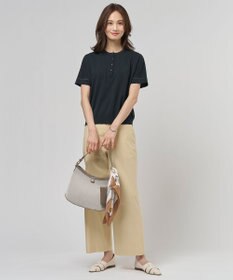 J.PRESS LADIES L COOL MINT COTTON POLYESTER ヘンリーネック ニット プルオーバー