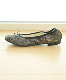 nouvelleRobe Oū 【本革・高反発】Square スクエアトゥ ブラックメタリックバレエシューズ