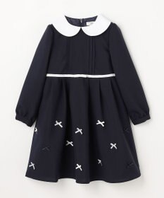 ANY KIDS 襟付き リボン 長袖ワンピース