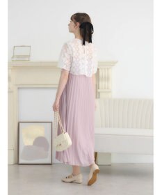 earth music&ecology ＳＥＴ２点　オーガンジー刺繍＋プリーツワンピース