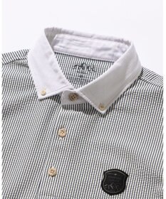 JOSEPH ABBOUD MOUNTAIN 【吸水速乾・釦ダウン・男女兼用】メッシュストライプサッカーポロシャツ