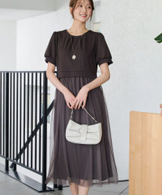Tiaclasse L バックパールチュールワンピース