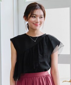 Tiaclasse 【洗える】フリルチュールレーストップス