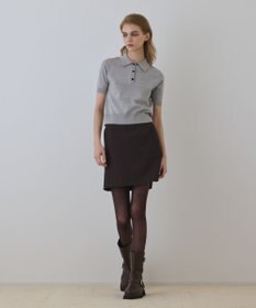 GRACE CONTINENTAL バイカラーポロニットトップ