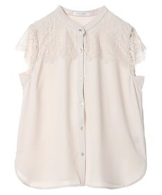 Green Parks 胸元レースフレンチスリーブブラウス