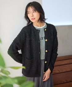 ANY L 【洗濯機可】ツイードニットジャケット