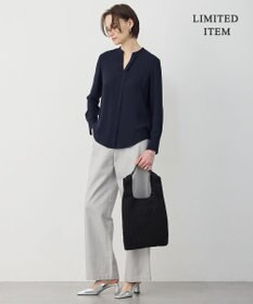 ICB 【新色追加・WEB限定】BackSatinAmunzen キーネックブラウス