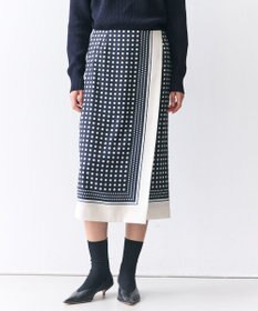 BEIGE， GADE / モノトーンドット柄ラップ風スカート Navy Mix