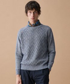 JOSEPH ABBOUD 【キングサイズ・エコ素材和紙使用・日本素材】和紙杢メッシュクルーネック ニット