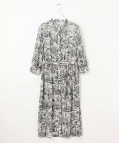自由区 L 【洗える】ランドスケーププリント ワンピース