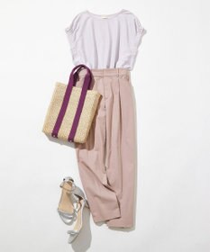 ANY SIS 【洗える】シルケットストライプフレンチスリーブ カットソー