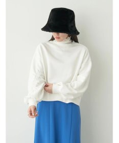 earth music&ecology クルーネック袖シャーリングスウェット