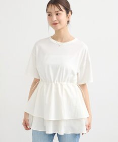 earth music&ecology 【接触冷感/洗濯機可】異素材ドッキングドロストチュニック